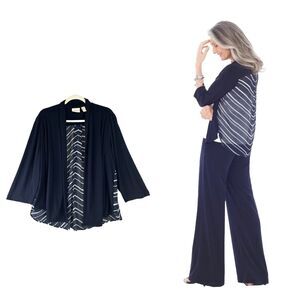 Chico's Knit Open Front Draped Cardigan Women's Size 3 (XL) Jacket Career Office